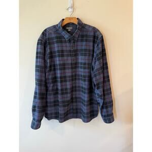 Eddie Bauer Long Sleeve 100% Cotton Plaid Button Up Shirt Blue Men's Size XL
